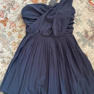 Ark & Co Blue Ruched One Shoulder Cocktail Dress